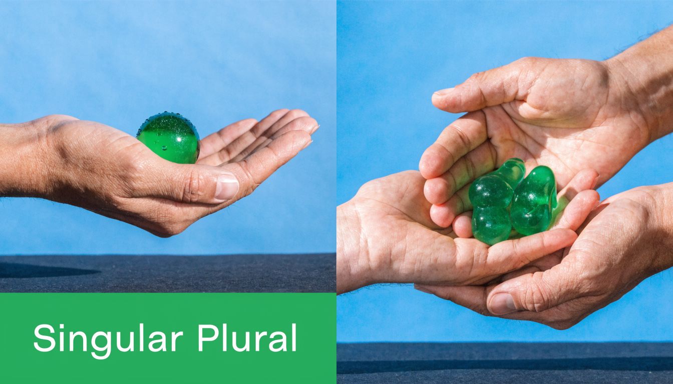 A conceptual image showing a single green marble in one hand and multiple marbles in both hands.