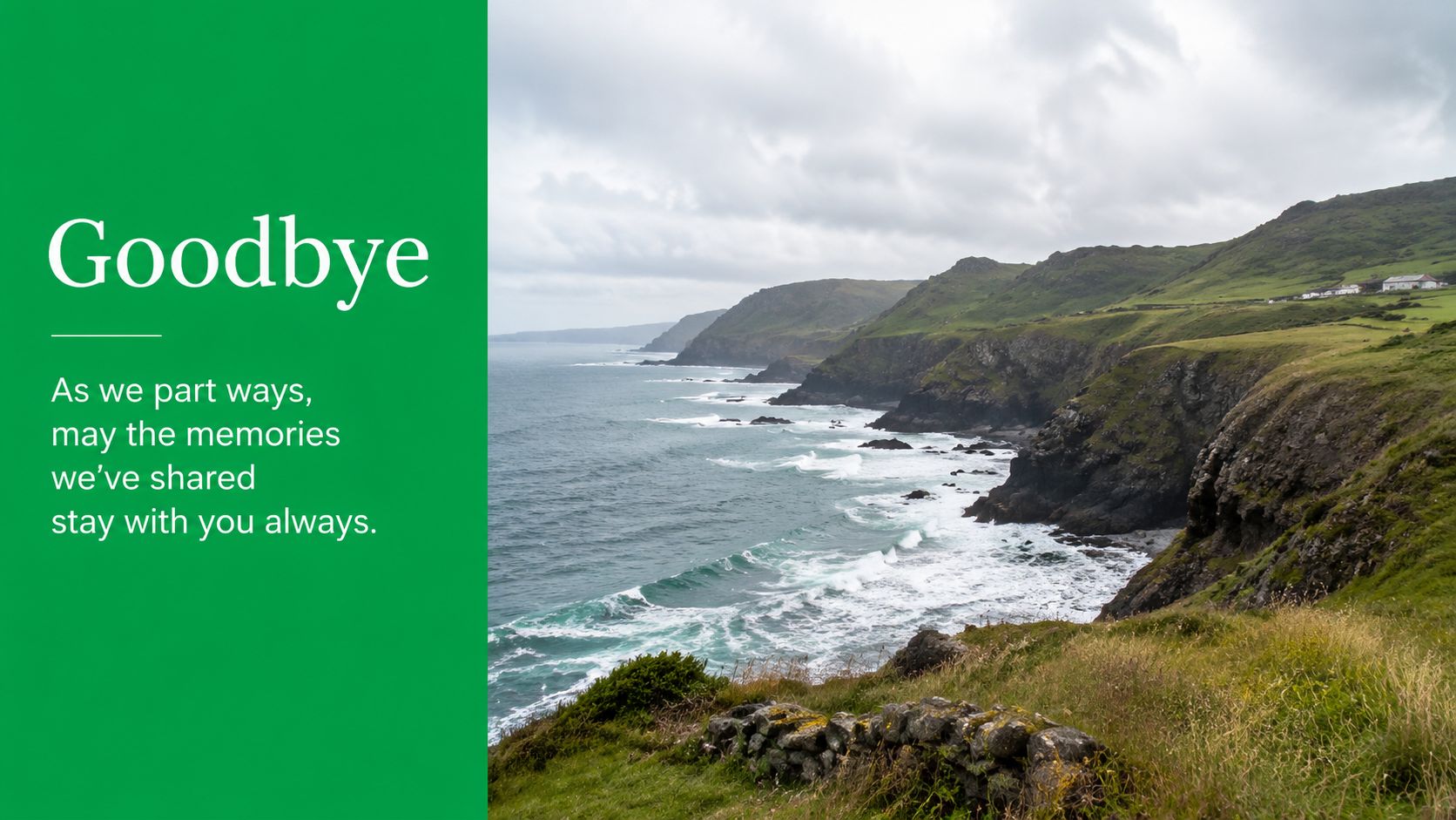 A serene view of the Irish coastline, symbolizing the meaning behind the farewell phrase 'Slán go fóill'.