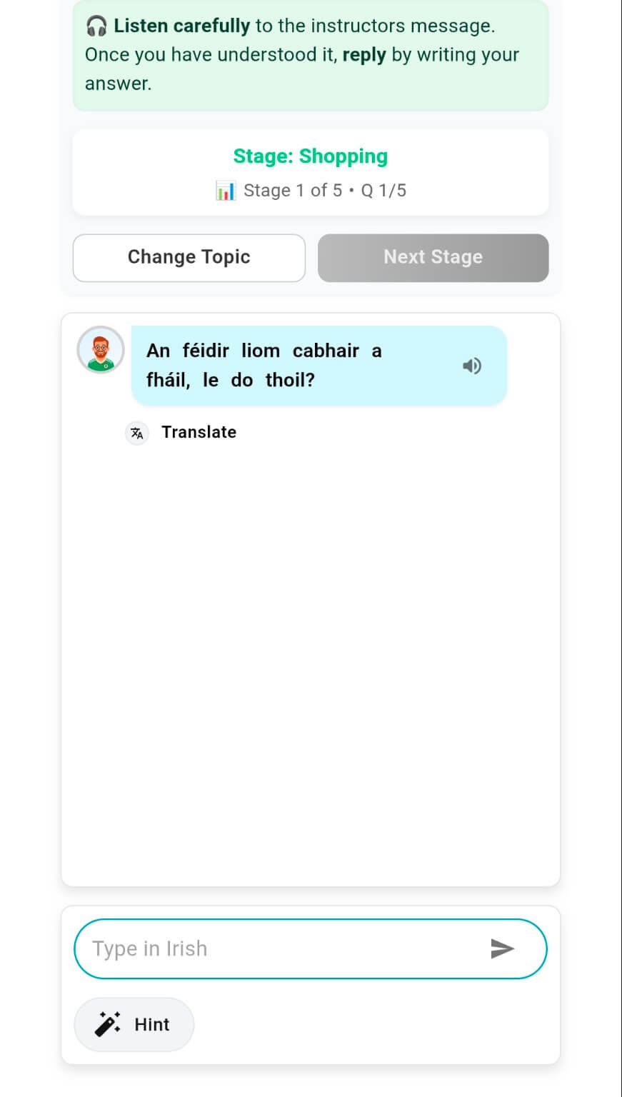 Irish conversation practice in Gaeilgeoir