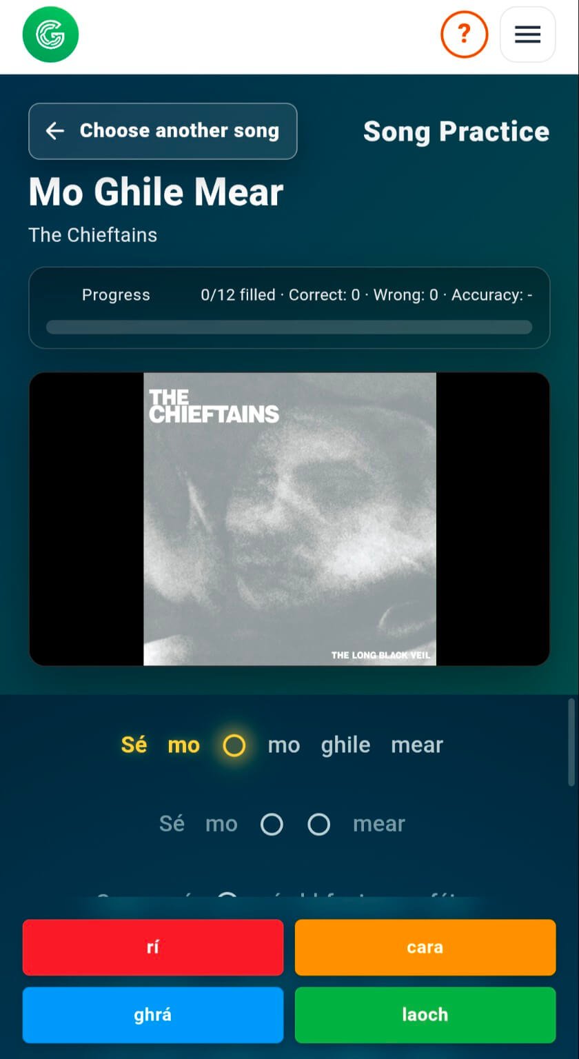 Mo Ghile Mear Song Practice in Gaeilgeoir